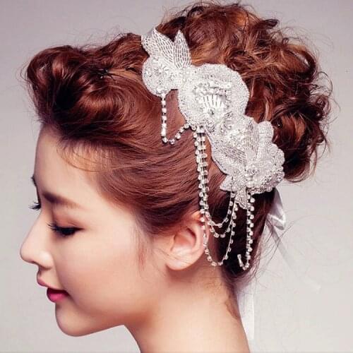 2021 European and American Fashion Luxury Water Drill Headdress Bride Hair Hoop Hair Belt Original Handmade Pearl Hair Ornaments