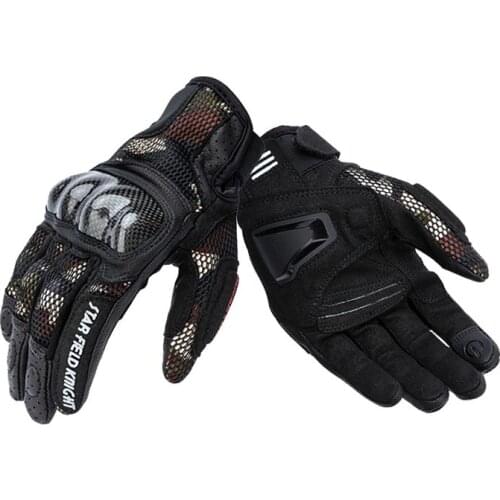 SFK Black Red Camouflage Retro Nylon Motorcycle Full Finger Touch Screen Racing Gloves Motorbike Riding Motocross Accessories