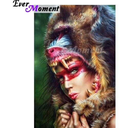 Ever Moment DIY Diamond Painting Orangutan Girl Animal Portrait Needlework Hobby Fun Craft Full and Square Drills Decor ASF1028