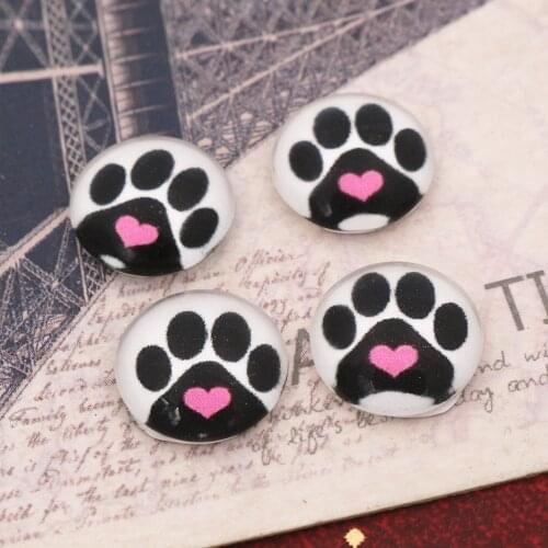 New Fashion 20pcs 12mm Love claws Cat Handmade Photo Glass Cabochons Pattern Domed Jewelry Accessories Supplies