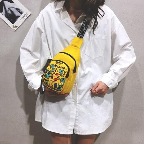 2022 new girls trend slung chest bag canvas printed fashion bag Shoulder bag wallet