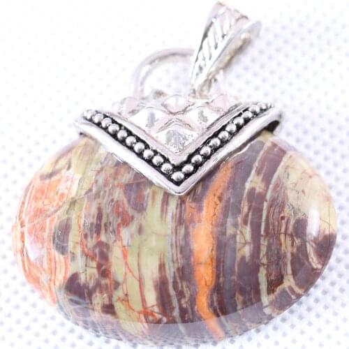 Necklace Pendant 40x40MM Oval CAB Cabochon Natural Green Jaspers Stone Bead for Men Women Jewelry Gift K1132