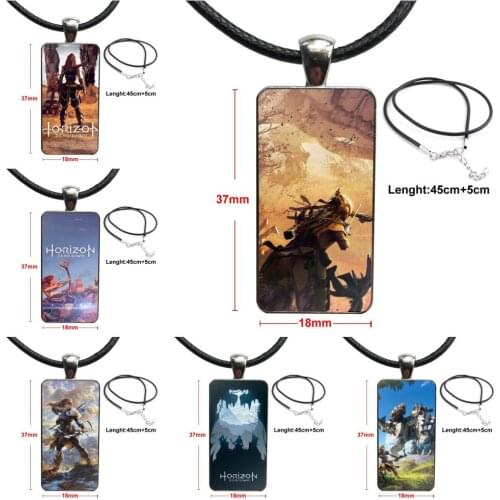 For Women Gift Game Horizon Zero Dawn Aloy Glass Cabochon Pendant Necklace Rectangle Fashion Necklace