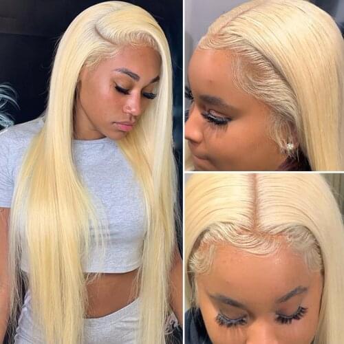 28 30 Inch 613 Blonde 13x4 Lace Front Human Hair Wigs Bob Wig Remy Straight Pre Plucked Brazilian Hair Frontal Wig For Women