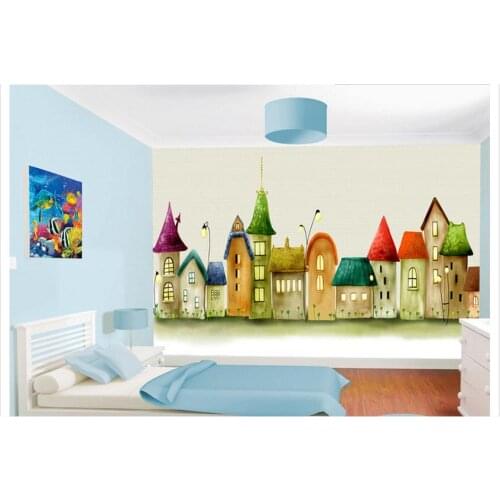 Custom photo wallpaper 3d murals wallpapers Castle comic childrens room wall murals Childrens paintings wall papers