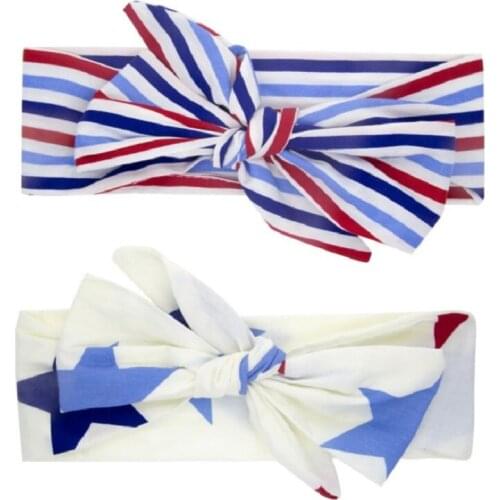 July 4th Matching 4th of July headband Baby Kids American headbands flag Dolly bow American Flag DIY Turban hair bow HB375D