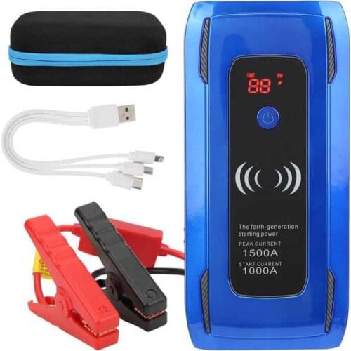 Bornes bateria battery connector 26000mAh Car Jump Starter Power Bank Multifunctional 1500A Dual USB Wireless Fast Charging