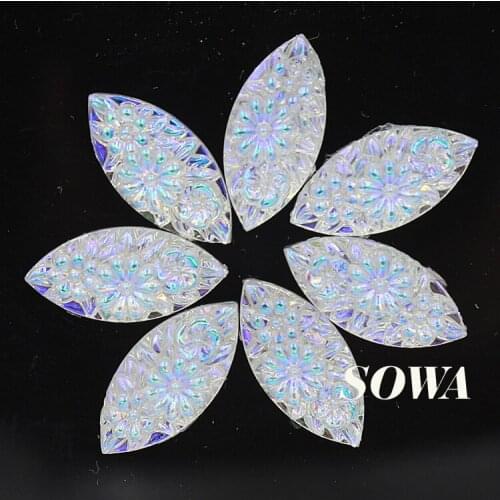 Size 7*15 mm 100 Pcs White/Crystal AB Resin Diamante Dragon Eye Shape Flatback Scrapbooking AB Resin Beads Cabochon Beads