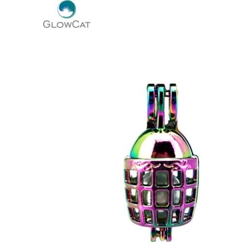 C638 5pcs/lot COLORS Multicolor Box Pearl Cage Pendant Locket Fairytale Party Essential Oil Diffuser