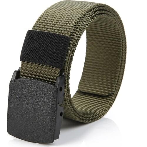 Mens Outdoor Sports Military Tactical Nylon Adjustable Belt Canvas Waist Belt With Metal Plastic Buckle Male Casual Fabric Belt