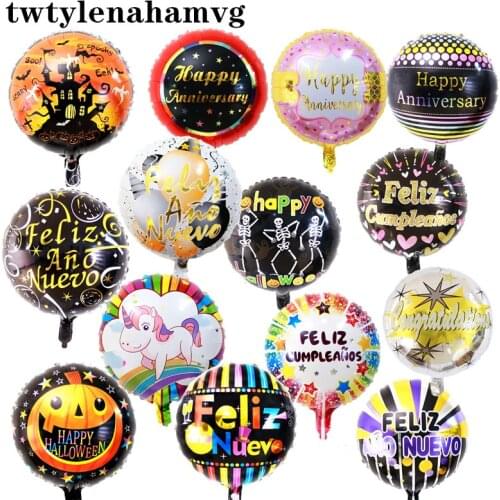 Self-Styled Birthday Halloween Anniversary Spanish Happy New Year Aluminum Film Balloon Childrens Day Outdoor Party Decoration