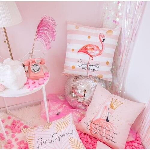 Northern Europe Pink Small Flamingo Pillow Ins Explosion Car Sofa Cushion Cover Decorative Pillow, Animal Pillowcase Almofadas
