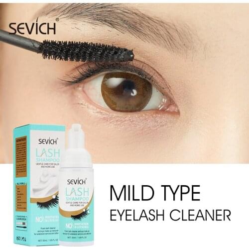 Sevich Eye Lash Shampoo Makeup Remover No Irritation Make Up Foam Cleaning Eyelash Extensions Brush Kit Eyelash Cleanser 50ml