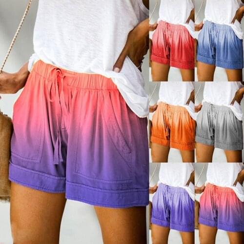Tie-Dye High waisted Drawstring Elastic Shorts Pockets Casual Daily Wear Bermuda Fitness shorts Womens Drop Shipping Short