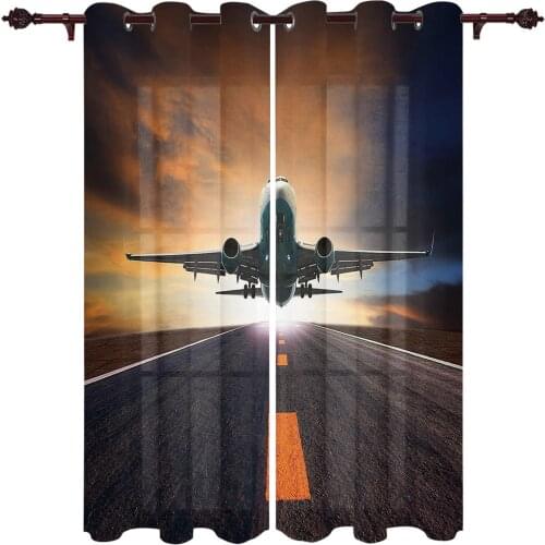 Outdoor Curtains Jet Plane Dusk Living Room Kitchen Curtain Drape For Patio Garden Gazebo Yard Valance Cutains