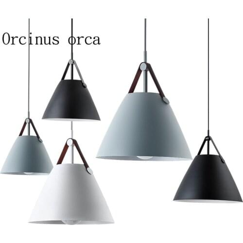 Nordic modern simple color single head chandelier restaurant room bedroom modern personality creativity LED iron pendant lamp