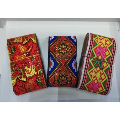 MIX Sales 6CMX8YD High-end flower totem webbing National wind embroidery lace Polyester Woven Jacquard Ribbon DIY accessories