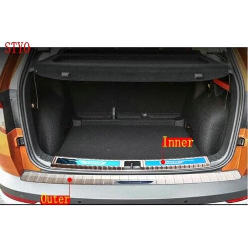 STYO Car Stainless Steel Rear Trunk Protective Plate Sticker for Karoq 2018
