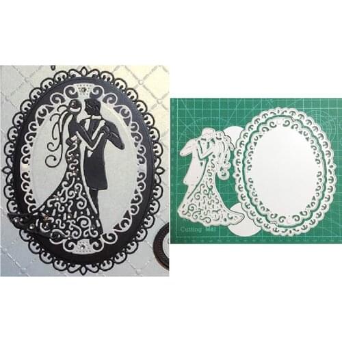 Wedding Couple Lace Oval Frame Metal Cutting Dies Stencils dies for DIY Scrapbooking dies Decoration Craft dies Embossing Dies