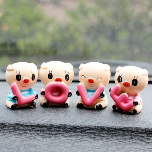 4 PCS Car Interior Decoration Cute Pig Decoration Creative Ornament Cartoon Doll Car Accessories