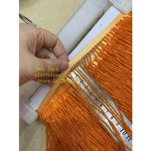 Stock 5yards/bag 15 cm orange beaded tassel ribbon pendant used for fashion stage dress decoration YM54