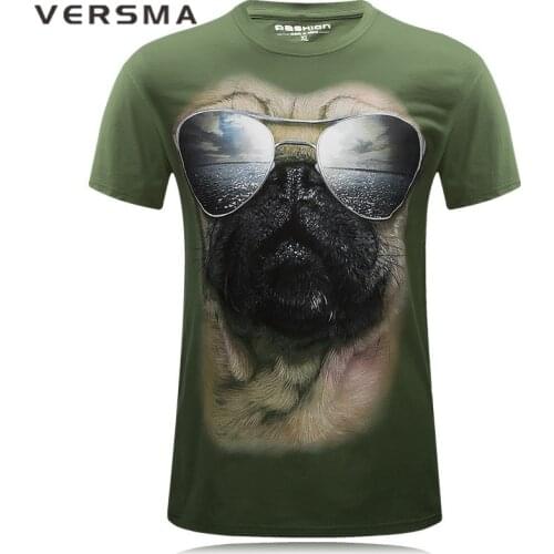VERSMA New Casual Streetwear High Quality Cotton Dog 3D Printed T-shirts Men Short Sleeve Hip Hop Funny 3D Print Men T Shirt 6XL