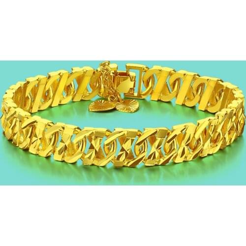 Vintage Mens Electroplating 24k Gold Bracelet Weaving Design 925 Silver Bracelet Surface Golden Bracelet 11MM18CM Size Браслет