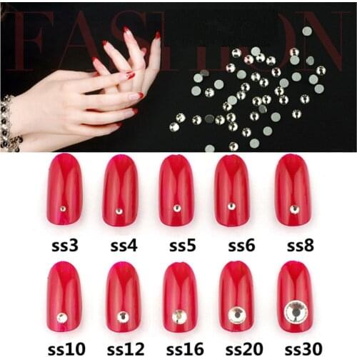 High Quality Glass Rhinestones Round Nail Rhinestones Jewelry Craft Shiny Crystal Clear Flat Back Crystal Stones Nail Art