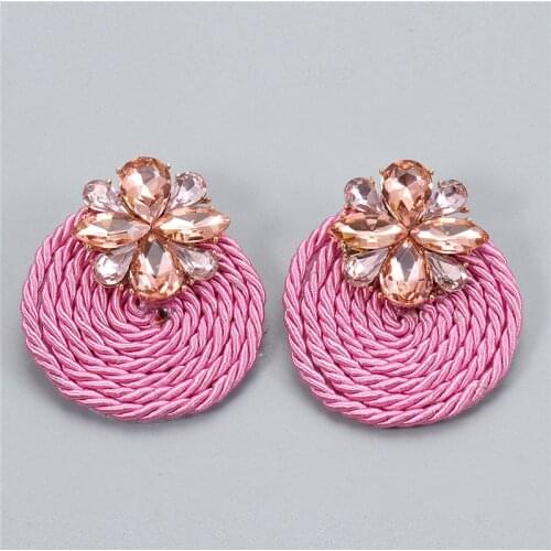JURAN New Design Womens Jewelry Crystal Big Handmade Round Earrings Statement Drop Earrings Party Gifts Wholesale Bijoux