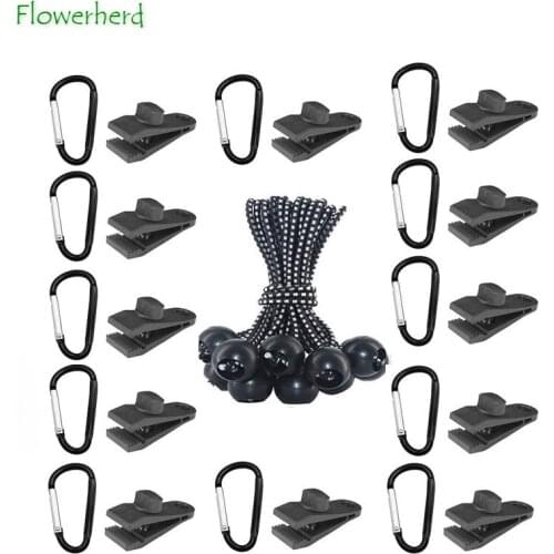 Tarp Clips Ball Bungee Cords Carabiner Buckle Kit Multipurpose Lock Grip Thumb Screw Camp Tent Clamp for Outdoor Camping Hiking