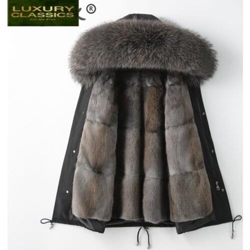 Hooded Fur Natural Raccoon Woman Parkas Real Mink Fur Coat Female Jacket Winter Women Clothes 2021 Warm Manteau Femme 210