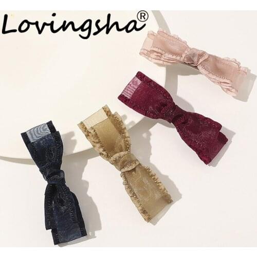 LOVINGSHA Girl Butterfly Bow Barrettes Hair Ties Hair Clips For Women Hair Accessories For Ladies Bowknot Hairpins FC176