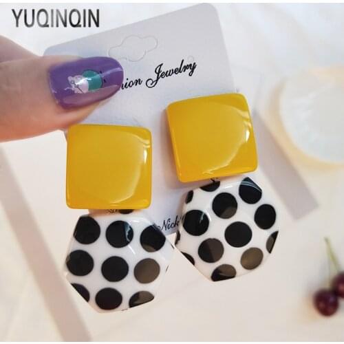 Vintage Big/Acrylic/Drop/Long Earrings for Women Statement Elegant Resin Spot Summer Earrings Fashion Jewelry Dangle Brincos