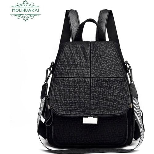 Ladies Retro Soft Leather Backpack Three In One Girl Fashion Shoulder Bag Sac A Main Large Capacity Mochila Feminina School Bags