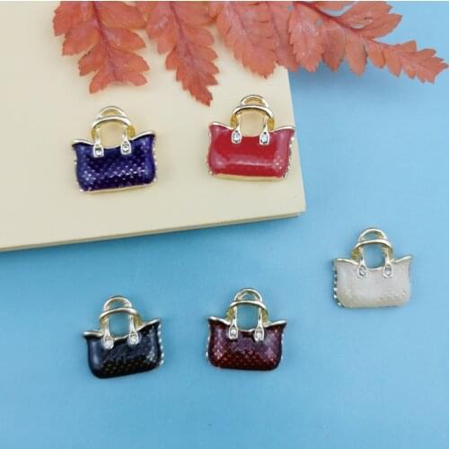 10pcs High Quality Fashion Enamels Charms Gift Multicolor Handbag Alloy Pendant Bracelet Necklace Jewelry Accessories DIY Craft