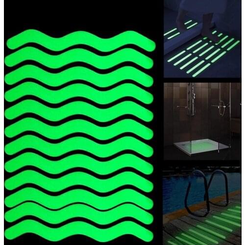 12pcs Non-slip Shower Strip Sticker Bathtub Mat Step Anti-fall High Paste Glow-in-the-dark Anti-slip Tape Strips
