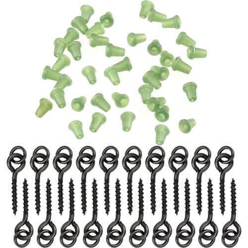 20pcs Fishing Tool Threaded Boilie Bait Screws 40pcs Fishing Hook Stop Hook Boilies Stopper Fishing Hook Block Beads Carp