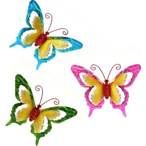 3PCS Metal Butterfly Wall Decoration Indoor Outdoor Wall Hanging Stickers DIY Art Home Decor Wall Decals Wedding Decoration