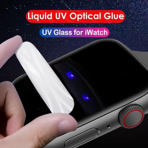360 Full Coverage Tempered Glass For Apple Watch 38 42 40 44mm Screen Protector For Watch 5 4 3 2 Series UV Glue Protective film