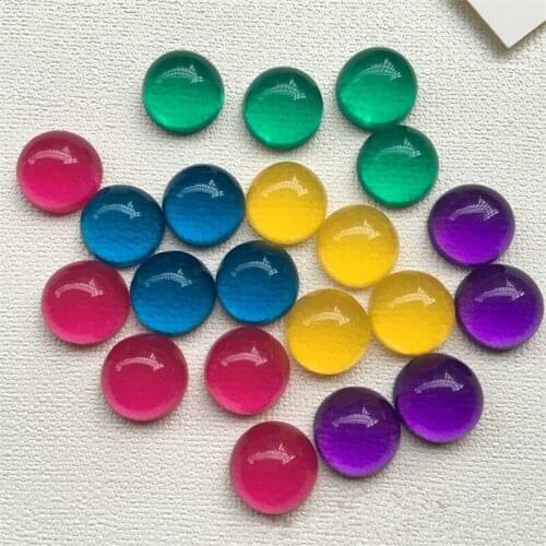 Summer style 50pcs/lot 16mm transparent jelly color geometry rounds shape flatback beads diy jewelry earring/garment accessory