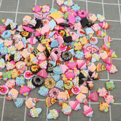80pcs Mixed Dessert Candy Flowers Animal Resin Toy Ornaments DIY Craft Supplies Kid Hair Accessories Phone Shell Patch Art Decor