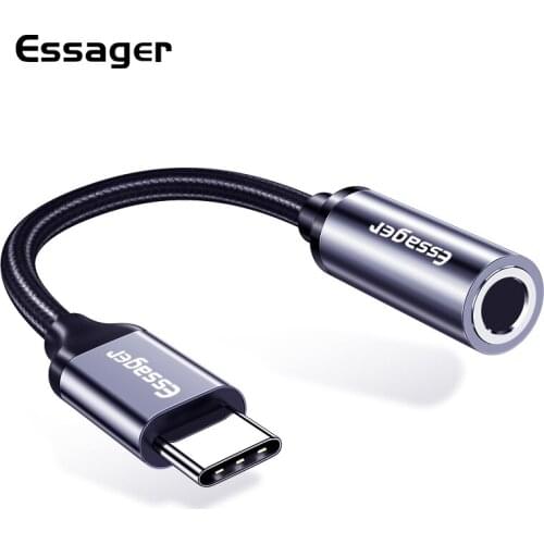 Essager Type c to 3.5mm Jack Headphone Adapter USB C to 3.5 mm Audio Aux Cable For Huawei P30 P20 Pro Xiaomi Mi 9 8 Oneplus 7 7t