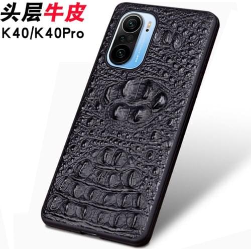 New Genuine Leather Luxury 3d Crocodile Head Phone Case For Xiaomi Redmi K40 Pro Plus Cover Cases