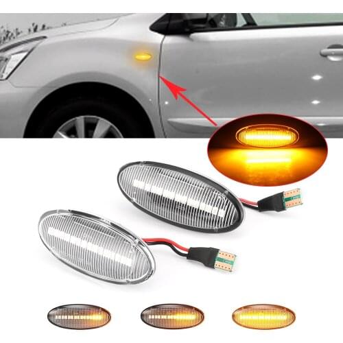 For Nissan Dualis Juke Micra March Note LED Dynamic Side Marker Light Black Amber Car LED Signal Light For Smart Forfour W453