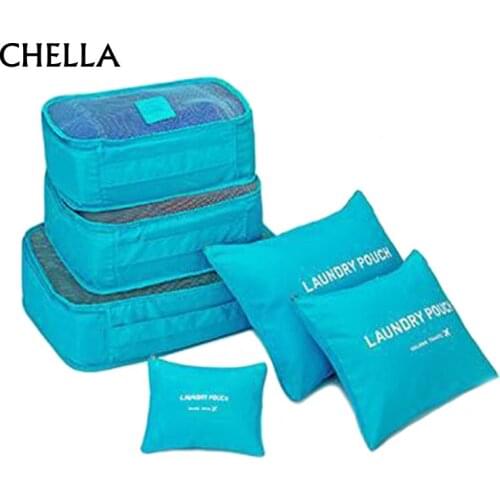 6 Pcs/Set Travel Cubes Bag Men Women Luggage Large Capacity Clothing Storage Packing Bags Waterproof Suitcase Set FB0083