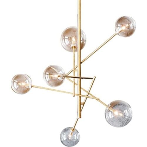 Living room Lamp Chandelier Nordic Creative American minimalist restaurant after retro iron glass ball magic bean WF1016515