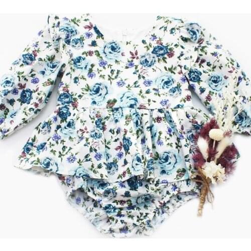 FOCUSNORM Autumn Baby Girls Sweet Romper Dress Outfits 0-24M Flowers Printing Long Sleeve Ruffles Jumpsuits