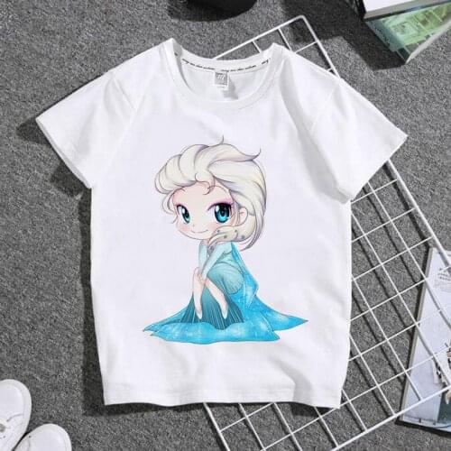 Disney Princess Baby Girls T Shirt Fashion Cute Ariel Elsa Printing T-Shirt Baby Children Clothes Tops Summer Toddlers Tees