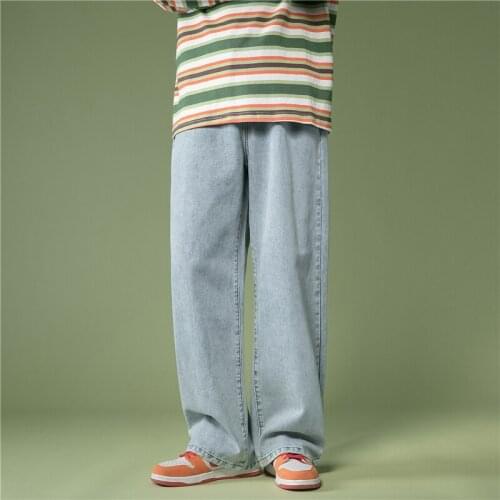 GlacialWhale New Mens Jeans Men Fashion Denim Pants Straight Baggy Japanese Streetwear Korean Style Trousers Gray Jeans For Men
