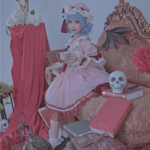 Hot Game Touhou Project Remilia Scarlet Cosplay Costume Lovely Pink Dress Activity Party Role Play Clothing High-End Custom-Make
